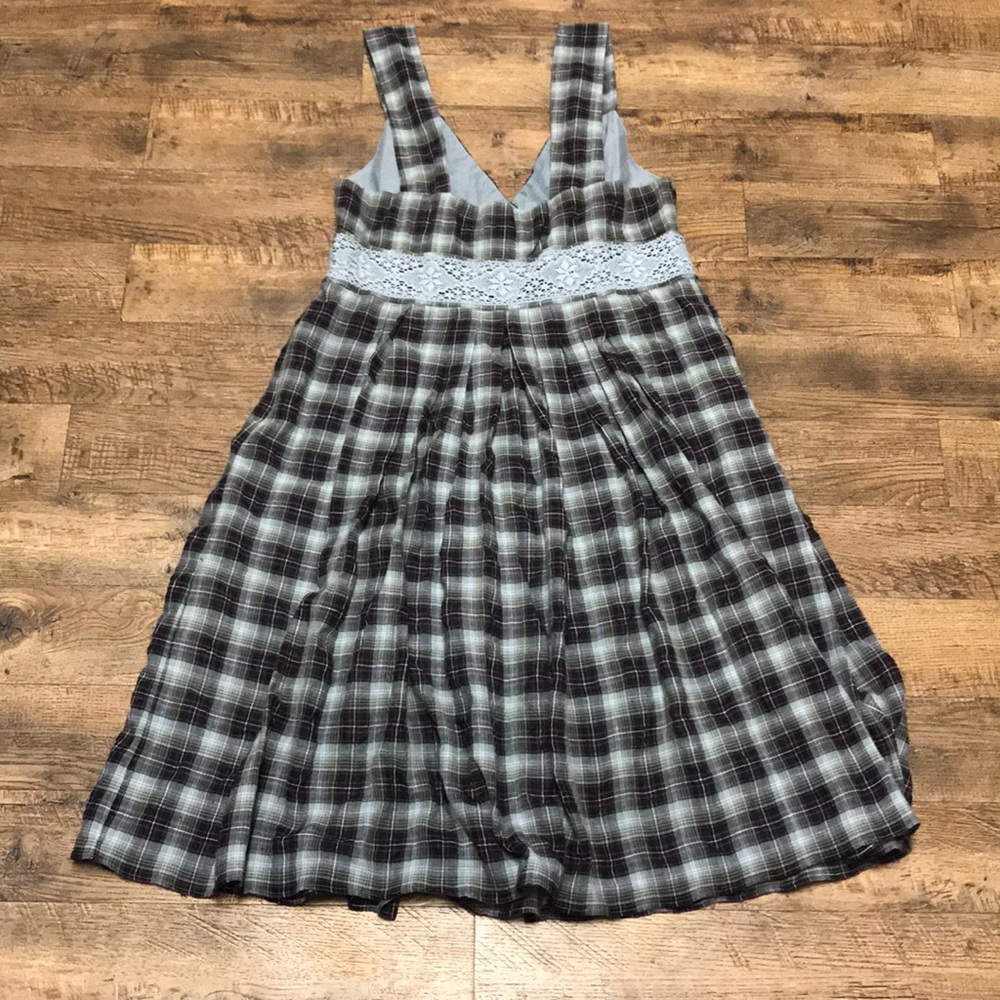 Sundance Blue & Purple Plaid Crochet Trim Dress 16 - Picture 5 of 5